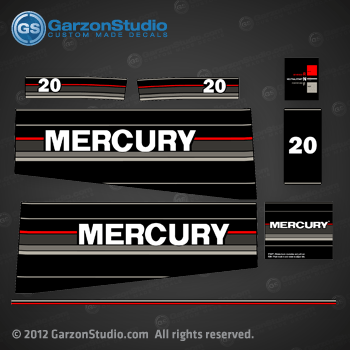 MERCURY 20 hp 1989-1991 decal set