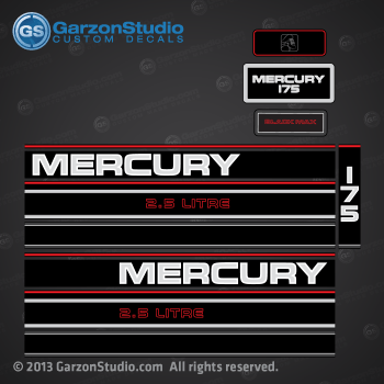 1994-1995 MERCURY 175 hp 175hp 2.5 litre liter decal set black max b max