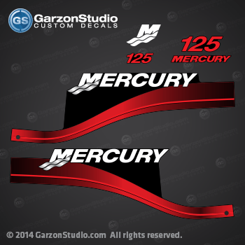 1999 2000 2001 2002 2003 2004 2005 
1999-2006 Mercury Outboard 125 hp ELPTO decal set replica 37-823410A00 (RED) 
Made for a MERCURY 125 ELPTO - (125 H.P. (2001 ))
823410A00 DECAL SET, (Black 125 - Red) (BLACK 125 - RED)

37-859262-6 125 HP Mercury decal rear side
37-859262-3 125 HP decal front side

Mercury Outboard Motors 125 (4 CYL.)
11254120B ELPTO, 11254124B ELPTO, 1125412AB ELPTO, 1125412AD ELPTO, 1125412AN ELPTO, 1125412AY ELPTO SW, 1125412CB ELPTO, 1125412CD ELPTO, 1125412CE ELPTO, 1125412CN, 1125412DB ELPTO, 1125412DD ELPTO, 1125412DN ELPTO, 1125412DY ELPTO, 1125412FB ELPTO, 1125412FY ELPTO, 1125422DC EXLPTO SW, 1125422DY EXLPTO SW, 1125422FY EXLPTO SW, 7125412TB ELPTO, 7125412TD ELPTO, 7125412UB ELPTO, 7125412UY ELPTO SW

