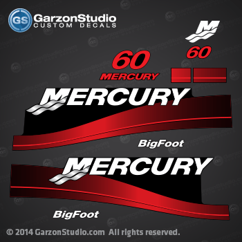 1999 2000 2001 2002 2003 2004 2005 2006 MERCURY 60 hp BigFoot BF Big Foot 37-804704A00 804704A00 2 stroke two-stroke two 2s decal set red decals cowling graphics oil window
37-804704A00 DECAL SET, (Black 60 Bigfoot)
1999-2006 MERCURY - ( 60 H.P. (2004 )) Model No: 1060452CD 
Catalog No: 803022 - 55/60 Jet 40/45 (3 Cylinder) 

813010T 8, 813010T14 , 816534T 8, 816534T14 
TOP COWL ASSEMBLY, Black-Electric 
