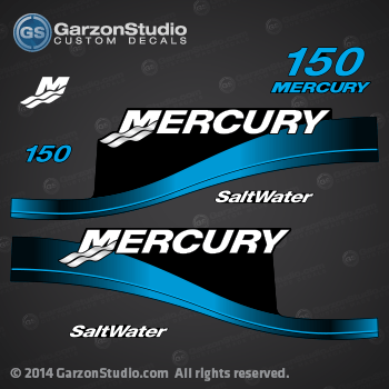 1999 2000 2001 2002 2003 2004 2005 MERCURY 150 hp saltwater series decal set blue 804696A00 804696A03 DECAL SET (MERC 150)(BLUE)(2002)(2003) 37-804696A03
