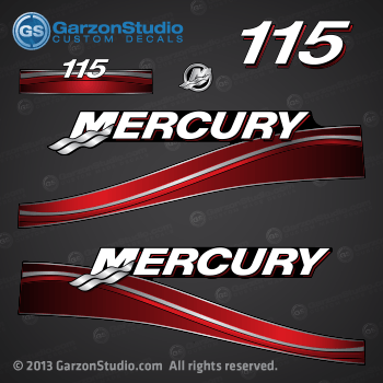 2005 2004 2007 MERCURY 115 hp decal set Red 115hp decals cowling graphics sticker 891814A04 2005 115ELP DFI motors 75/90/115 Saltwater and Optimax