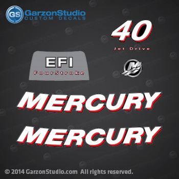 2006 2007 2008 2009 2010 2011 2012 
Mercury 40 HP 40HP H.P. HORSEPOWER HORSE POWER 
Jet Drive JetDrive JD EFI ELECTRONIC FUEL INJECTION
Fourstroke 4 stroke 4-Stroke four stroke 4S
decal set decals sticker stickers
2006 2007 2009 2010 MERCURY 40 HP
100-899208T01 TOP COWL ASSEMBLY, Mercury
37-8M0071111 DECAL SET, Mercury SN# 1C194950 & Up
37-8M0071112 DECAL SET, Mercury	SN# 1C194950 & Up 
37-8M0071113 DECAL SET, Mercury 
MODELS:
ELPT-BF 4: 1A41452EZ, 1E41452HB, 7A41452IZ.
ELHPT 4: 1A6C411KZ.
ELPT 4: 1A6C413KZ, 1E41412HB, 7E41412ZB.
2006-2010 MERCURY 40 EFI (4 CYL.)(4-STROKE)
2006-2010 MERCURY 40 EFI (4 CYL.)(4-STROKE)(JET)
37-8M0045192	DECAL SET, Mercury 40 / JET 40	 	SN# 1C104424 THRU 1C194949
37-883592A08	DECAL SET, Mercury 40/Jet 40	 	SN# 1C104423 & Below
37-896856002 DECAL, 40 SN# 1C194949 & Below
37-8M0063348 DECAL, 40  SN# 1C194950 & Up
37-8M0061193	DECAL, Jet Drive 37-8M0010525 - SN# 1C194949 & Below	
37-8M0063354	DECAL, Jet Power - SN# 1C194950 & Up


- - - - - - - - - - - 
other
37-899208T03	 TOP COWL ASSEMBLY, Camouflage
37-883592A09 DECAL SET, Camouflage	

MARINER
100-899208T02	TOP COWL ASSEMBLY, Mariner

37-883541A08	DECAL SET	 	Mariner 40	
37-8M0012388	--DECAL, 40	
37-883533A08	DECAL SET	 	Mariner 50
37-8M0012389	--DECAL, Rear - 50	
37-883534A08	DECAL SET	 	Mariner 60
37-8M0012390	--DECAL, Rear - 60

