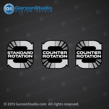 mercury COUNTER ROTATION  decal set STICKER KIT STANDARD ROTATION LEFT RIGHT