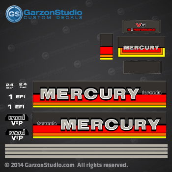 MERCURY RACING EFI V6 RACER DECAL SET