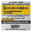 U.S. Coast Guard Capacity Information Maximum Capacities plate decal