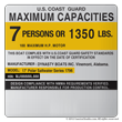 U.S. Coast Guard Capacity Information Maximum Capacities plate decal