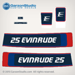 1976 EVINRUDE 25 HP DECAL SET 0279920, 0279921 25602E 25603E 25652E 25653E MOTOR COVER 25HP DECALS STICKER STICKERS KIT