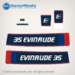 1976 Evinrude 35 hp decal set 0279991 0279992 0207564 0207562 PLATE Applique rear 0207565, 0207563 front EVINRUDE 1976 35602G, 35602S, 35603G, 35603S, 35652G, 35652S, 35653G, 35653S MOTOR COVER 35HP DECALS STICKER STICKERS KIT