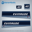 1985 Evinrude 40 hp decal set 85 0282441 DECAL SET 0210218 0210219 0282572, 0282423, 0282424 VRO E40ECOB, E40ELCOB, E40RCOB, E40RLCOB, E40TECOB, E40TELCOB ENGINE COVER