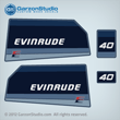 1985 Evinrude 40 hp 40hp decal set 85 0282680 DECAL SET VRO E40ECOB, E40ELCOB, E40RCOB, E40RLCOB, E40TECOB, E40TELCOB ENGINE COVER