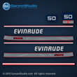 evinrude outboard decals 1989 1990 1991 50 hp horse power