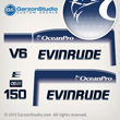 1993 1994 1995 1996 1997 Evinrude 150 hp OceanPro decal kit Ocean Pro decals 150hp decal set