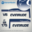 1993 1994 1995 1996 1997 Evinrude 175 hp OceanPro decal kit Ocean Pro decals 175hp decal set stickers v6