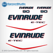 2004-2009 EVINRUDE ETEC 90 hp decal set White Engines Only