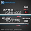 evinrude tracker outboard decals 1992, 1993, 1994 60 hp pro series oil injected