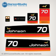 1974 Johnson 70 hp 70hp decal set Decals sticker stickers 0386522 0386523 DECAL SET. sea horse powershift power shift II 2 loop charged watershield silencing 0386454 0386243 MOTOR COVER ASSY 0206408 CASING GUIDE, Control hsg.