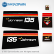 1975 Johnson 135 hp decal set Decals 135hp 135ESL75E 135ETL75E MOTOR COVER part number 0387055 0387056