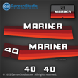1982, 1985-1989 Mariner 40 hp decal set quicksilver 37 95408M DECAL SET 