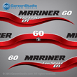 1997 Mariner 60 hp FOUR STROKE fourstroke 4 stroke efi electronic fuel injection Decal set red decal set
