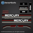 1989 1990 MERCURY 200 hp XRi EFI decal  kit j-straps jock straps 813220A89
DECAL SET (BLACK)