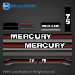 Mercury 75 hp decals 1990 decal set 75hp