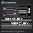 1991 1993 MERCURY 90 hp DECAL SET 90 hp horsepower 