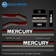 MERCURY 150 hp 1991 1992 1993 decal set DECAL SET merc 93 2.5 liter litre 2.5L Xri EFI decal set