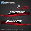 
98 99 00 01 02 03 04 05 06 MERCURY 30 hp decal 4 stroke 4S fourstroke four stroke 4-stroke decal set red decals 30hp horsepower h.p. 37-808616A00 top cover 1 821528T 5