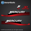 
98 99 00 01 02 03 04 05 06 MERCURY 30 hp decal 4 stroke 4S fourstroke four stroke 4-stroke decal set red decals 30hp horsepower h.p. 37-808616A00 top cover 2 821528T 7