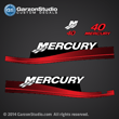 
98 99 00 01 02 03 04 05 06 MERCURY 40 hp decal 4 stroke 4S fourstroke four stroke 4-stroke decal set red decals 40hp horsepower h.p. 37-808616A00 top cover 2 821528T 7