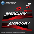 99 00 01 02 03 04 05 06 MERCURY 40 hp decal 2 stroke 2S set red decals 40hp
