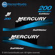 2000 2001 2002 2003 2004 2005 2000-2005 MERCURY 200 hp 2.5L SaltWater Carbureted decal set blue MERC 200 XL CARB