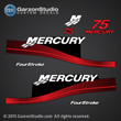 1999 2000 2001 2002 2003 2004 2005 MERCURY 75 hp ELPT 4 4S 37-804855A00 decal set Red MERC TRACKER