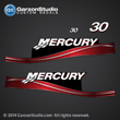 05 06 07 2005 2006 2007 MERCURY 30 hp decal set red decals 30hp