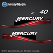 05 06 07 2005 2006 2007 MERCURY 40 hp decal set red decals 40hp