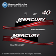 2002 2003 2004 2005 MERCURY 40 hp decal set 37-883524A05 red decals 40hp Fourstoke 4s 4-stroke EFI electronic Fuel injection