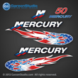 05 06 07 2005 2006 2007 MERCURY 50 hp decal set usa u.s.a. american flag stars and stripes flames flame decal theme decals 50hp