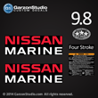 2006 2007 2008 2009 2010 2011 2012 2014 NISSAN MARINE Outboard 9.8 hp four stroke Decal set