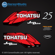 Tohatsu 25 hp 25HP JET DRIVE decal set red 5hp decals 2002 2003 2004 2005 2006 2007 2008 2009 2010 2011 2012 2013 2014 logo sticker stickers
3MV-87801-0 m25h
Decal Set 3MV-87801-0
