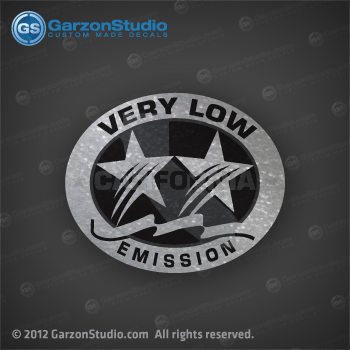 Yamaha VERY LOW Emission decal, 1 Star VERY LOW Emission california This decal set was made by the size from measurements provided by customer. 2.5x3 inches size. Silver color